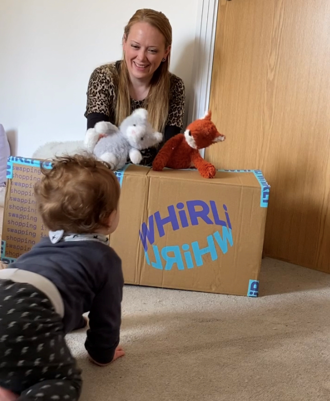 Make a puppet show using a cardboard box