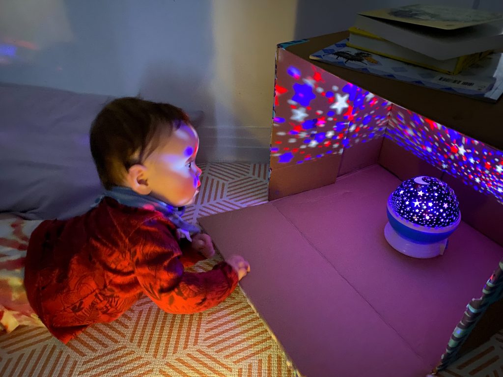 Turn a cardboard box into a sensory den